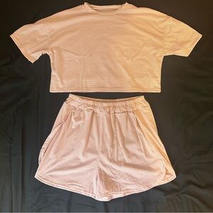 Cropped Striped Pink Loungewear Set